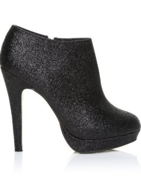 H20-Black-Glitter-Stilleto-Very-High-Heel-Ankle-Shoe-Boots-Size-UK-5-EU-38-0