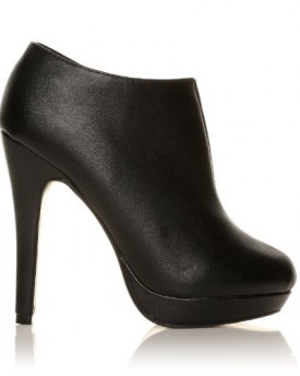 H20-Black-PU-Leather-Stilleto-Very-High-Heel-Ankle-Shoe-Boots-Size-UK-5-EU-38-0