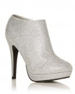 H20-Silver-Glitter-Stilleto-Very-High-Heel-Ankle-Shoe-Boots-Size-UK-3-EU-36-0-0