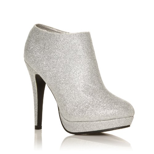 H20 Silver Glitter Stilleto Very High Heel Ankle Shoe Boots Size UK 3 EU 36 - Image 3