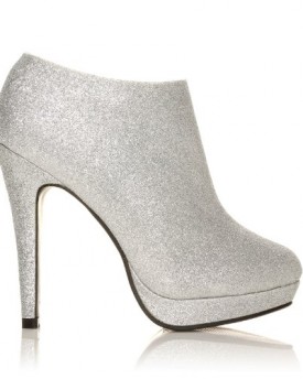H20-Silver-Glitter-Stilleto-Very-High-Heel-Ankle-Shoe-Boots-Size-UK-3-EU-36-0