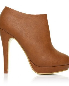 H20-Tan-PU-Leather-Stilleto-Very-High-Heel-Ankle-Shoe-Boots-Size-UK-5-EU-38-0