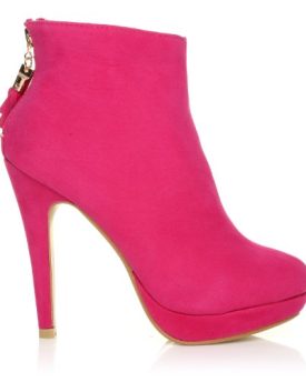 H35-Fuchsia-Faux-Suede-Slim-High-Heel-Platform-Ankle-Boots-Size-UK-4-EU-37-0