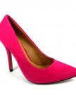 HIGH-HEEL-VERY-POINTED-COURT-SHOES-HOT-PINK-SUEDE-Size-4-UK-0-0