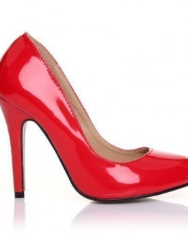 HILLARY-Red-Patent-PU-Leather-Stilleto-High-Heel-Classic-Court-Shoes-Size-UK-3-EU-36-0