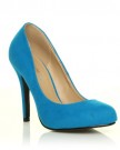 HILLARY-Turquoise-Faux-Suede-Stilleto-High-Heel-Classic-Court-Shoes-Size-UK-4-EU-37-0-0