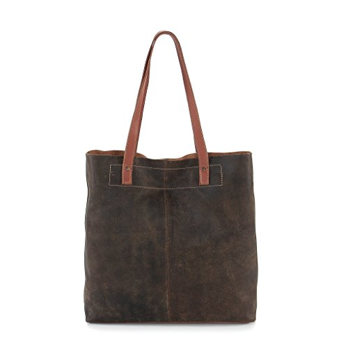 HYDESTYLE Crackle Distressed Leather Ladies Tote / Shopper Bag LB1518 Brown - Image 3