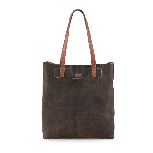 HYDESTYLE Crackle Distressed Leather Ladies Tote / Shopper Bag LB1518 Brown - Image 4