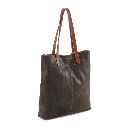 HYDESTYLE Crackle Distressed Leather Ladies Tote / Shopper Bag LB1518 Brown