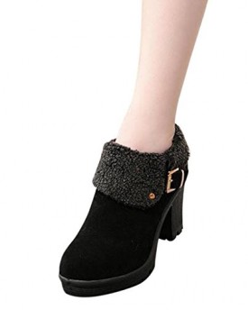 Hee-Grand-Women-Fashion-Buckle-Thick-Heel-Winter-Snow-Boots-Ankle-Boots-UK-4-Black-0