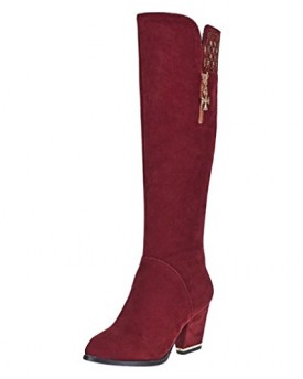Hee-Grand-Women-Fashion-Pointed-Head-Thick-Heel-Knee-High-Boots-UK-55-Red-0