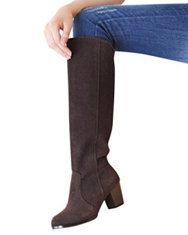 Hee-Grand-Women-Fashion-Pure-Color-Knee-High-Thick-Heel-Boots-UK-45-Brown-0