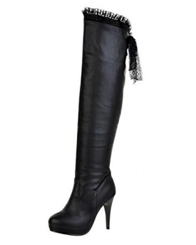 Hee-Grand-Women-Fashion-Sexy-Lace-Top-Knee-High-High-Heel-Boots-UK-55-Black-0