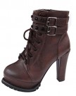 Hee-Grand-Womens-Lace-Up-Zipper-Chunky-High-Heel-Platform-Ankle-Booties-UK-5-Brown-0