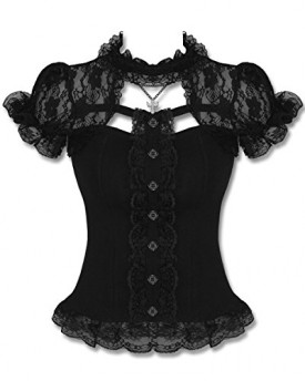 Hell-Bunny-Black-Lace-Steampunk-Gothic-Lolita-Short-Sleeve-Nihilist-Corset-Top-0