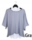 ISASSY-Womens-2-in-1-Style-New-Hot-Loose-Batwing-Tops-Blouses-T-shirt-Fit-UK-Size-10-16-Racer-Back-Tank-Top-Vest-Batwing-Style-Short-Sleeves-Loose-Style-Gray-L-UK12-EU40-0-0