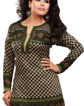 India-Tunic-Top-Kurti-Womens-Printed-Blouse-Indian-Clothing-Green-M-0