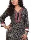 Indian-Kurti-Top-Tunic-Printed-Womens-Blouse-India-Clothes-BlackRed-L-0