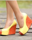 Instyleshoes-Women-PU-Assorted-Colors-Peep-Toe-Wedges-Pumps-High-Heels-Shoes-38-Yellow-0-1