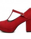 Instyleshoes-Women-Suede-Round-Toe-High-Chunky-Heels-T-Bar-Retro-Pump-Shoes-36-Red-0-0