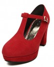 Instyleshoes-Women-Suede-Round-Toe-High-Chunky-Heels-T-Bar-Retro-Pump-Shoes-36-Red-0