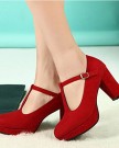 Instyleshoes-Women-Suede-Round-Toe-High-Chunky-Heels-T-Bar-Retro-Pump-Shoes-36-Red-0-3