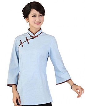 JTC-Woman-Tang-Suit-Chinese-Style-Cheongsam-Summer-Top-Cloth-XXL-blue-0