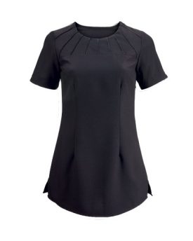 Jaimie-Round-Neck-Starburst-Satin-Trim-Beauty-Salon-Spa-Tunic-8-Black-0