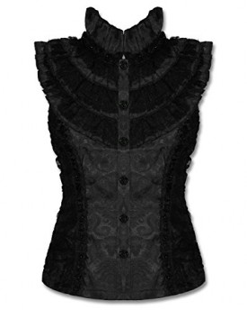 Jawbreaker-Black-Gothic-Top-Steampunk-Brocade-Shirt-Blouse-VTG-Victorian-Damask-0