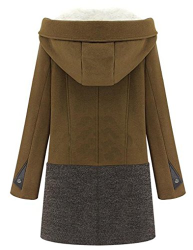 Jollychic Women's Stylish Hooded Fleece Quilted Winter Long Woolen Zipper Coat Size 12 UK As the Picture - Image 3