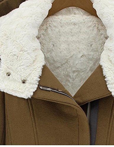 Jollychic Women's Stylish Hooded Fleece Quilted Winter Long Woolen Zipper Coat Size 12 UK As the Picture - Image 5