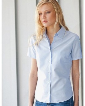 Kariban-Ladies-Short-Sleeve-Easy-Care-Oxford-Smart-Casual-Work-Shirt-BlueWhite-0