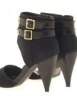 LADIES-ANKLE-BOOT-GLADIATOR-HIGH-HEELS-COLLAR-BOW-BUCKLE-STUDDED-BLACK-LS9053-SIZE-8-0-1