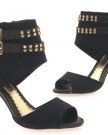 LADIES-ANKLE-BOOT-GLADIATOR-HIGH-HEELS-COLLAR-BOW-BUCKLE-STUDDED-BLACK-LS9053-SIZE-8-0-2