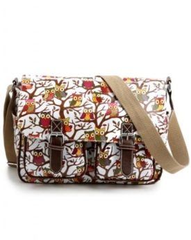 LADIES-DESIGNER-BODY-SADDLE-BAG-SATCHEL-MESSENGER-HANDBAG-White-Owl-0