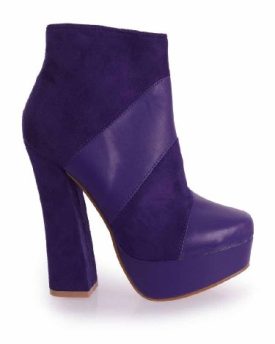 LADIES-FAUX-LEATHERSUEDE-PANEL-HIGH-BLOCK-HEEL-PLATFORM-ANKLE-BOOTSFOOTWEAR-PURPLE5-0