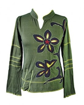 LADIES-FULL-SLEEVE-TOP-WITH-CHINESE-COLLAR-DESIGN-AND-EMBROIDERY-GUNKESARI-GREEN-NEW-GREEN-1043-S-0