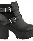 LADIES-WOMENS-CHUNKY-CLEATED-SOLE-HIGH-HEEL-PLATFORM-CHELSEA-ANKLE-BOOTS-SHOES-UK-4-Black-Faux-Leather-0-1