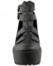 LADIES-WOMENS-CHUNKY-CLEATED-SOLE-HIGH-HEEL-PLATFORM-CUT-OUT-BOOTS-SHOES-SIZE-UK-7-Black-Faux-Leather-0-0