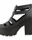 LADIES-WOMENS-CHUNKY-CLEATED-SOLE-HIGH-HEEL-PLATFORM-CUT-OUT-BOOTS-SHOES-SIZE-UK-7-Black-Faux-Leather-0-1