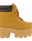 LADIES-WOMENS-CHUNKY-CLEATED-SOLE-PLATFORM-LACE-UP-WORKER-ANKLE-BOOTS-SHOES-PUNK-UK-6-Honey-Nubuck-0-0