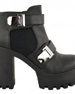 LADIES-WOMENS-CHUNKY-PLATFORM-HIGH-HEEL-CLEATED-SOLE-ANKLE-CHELSEA-BOOTS-SHOES-UK-7-Black-Faux-Leather-0-1