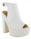 LADIES-WOMENS-CLEATED-SOLE-HIGH-HEEL-CHUNKY-PLATFORM-CUT-OUT-BOOTS-SHOES-SIZE-UK-7-White-Faux-Leather-0-0