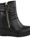 LADIES-WOMENS-CONCEALED-HIDDEN-WEDGE-MID-HIGH-HEEL-PLATFORM-ANKLE-BOOTS-SHOES-UK-6-Black-Faux-Leather-0-1