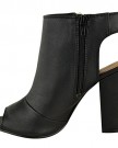 LADIES-WOMENS-CUT-OUT-BACK-PEEP-TOE-CHUNKY-BLOCK-MID-HIGH-HEEL-ANKLE-BOOTS-SHOES-UK-5-Black-Faux-leather-0-2