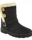 LADIES-WOMENS-FLAT-LOW-HEEL-SNOW-WINTER-FUR-LINED-QUILTED-GRIP-SOLE-ANKLE-HIGH-BOOTS-SIZE-UK-6-EU-39-US-8-Black-Faux-Leather-Cream-Fur-0-0
