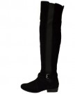 LADIES-WOMENS-FLAT-LOW-HEEL-STRETCH-WIDE-LEG-OVER-THE-KNEE-THIGH-HIGH-BOOTS-SIZE-UK-7-EU-40-US-9-Black-Suede-0-1