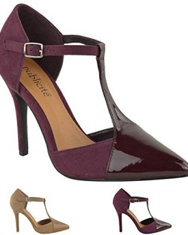LADIES-WOMENS-HIGH-HEEL-POINT-TOE-STILETTO-SANDALS-ANKLE-STRAP-COURT-SHOES-SIZE-UK-7-Plum-Suede-Patent-0