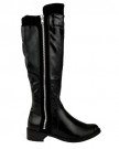 LADIES-WOMENS-LOW-BLOCK-HEEL-KNEE-CALF-HIGH-WINTER-ZIP-UP-SNOW-BOOTS-SHOES-SIZE-UK-5-EU-38-US-7-Black-Patent-Faux-Leather-Suede-0-0