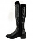 LADIES-WOMENS-LOW-BLOCK-HEEL-KNEE-CALF-HIGH-WINTER-ZIP-UP-SNOW-BOOTS-SHOES-SIZE-UK-5-EU-38-US-7-Black-Patent-Faux-Leather-Suede-0-1